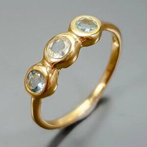 RING Blue Topaz 925 Size 7.5 Gold Plated